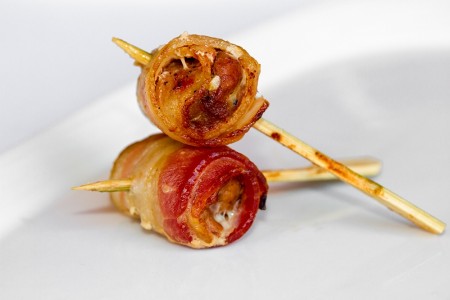 Pork with BBQ Sauce Wrapped in Bacon