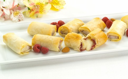 Brie & Raspberry with Almonds in Phyllo